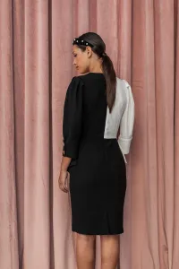 vestido corto peplum blanco y negro