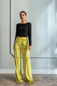 pantalon palazzo terciopelo mostaza