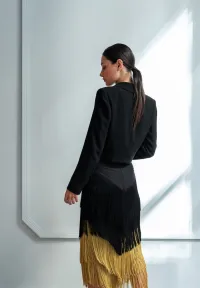 chaqueta corta torera cuello esmoquin crepe negro