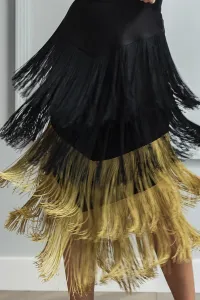 falda de flecos negra mostaza para invitadas boda fiesta coctel