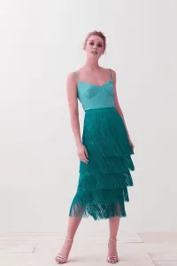 falda de flecos verde pavo para invitadas boda fiesta coctel online