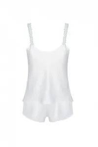 conjunto lenceria top y short blanco con puntilla zul