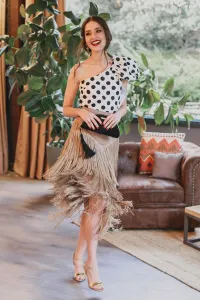 falda de flecos camel