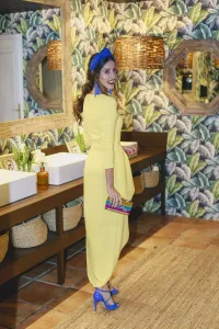 Vestido Midi Amarillo Peplum Adrienne