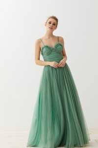 Vestido Corpiño Tul Verde Nicolette