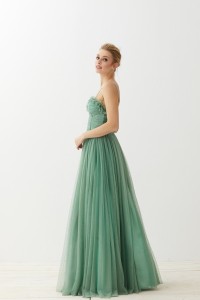 Vestido Corpiño Tul Verde Nicolette