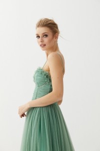 Vestido Corpiño Tul Verde Nicolette