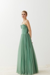 Vestido Corpiño Tul Verde Nicolette