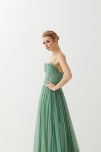 Vestido Corpiño Tul Verde Nicolette