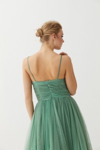 Vestido Corpiño Tul Verde Nicolette