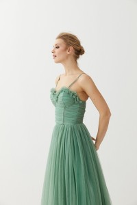 Vestido Corpiño Tul Verde Nicolette