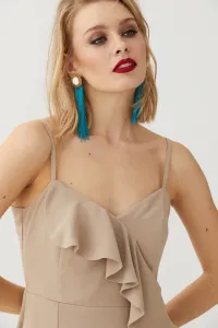Pendientes Blancos y Dorados con Flecos Verde Agua