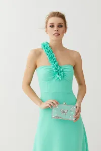 Vestido largo aguamarina escote corazón Alexis