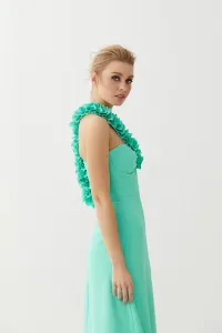 Vestido largo aguamarina escote corazón Alexis