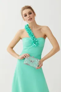 Vestido largo aguamarina escote corazón Alexis