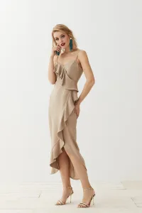 Vestido Camel Midi Volantes Dorian