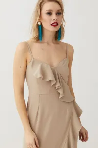 Vestido Camel Midi Volantes Dorian