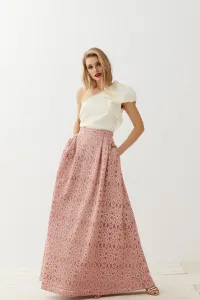 Falda larga brocada rosa Cadie