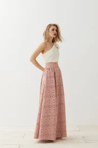 Falda larga brocada rosa Cadie