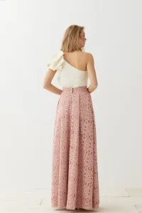 Falda larga brocada rosa Cadie