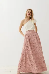 Falda larga brocada rosa Cadie