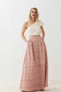 Falda larga brocada rosa Cadie