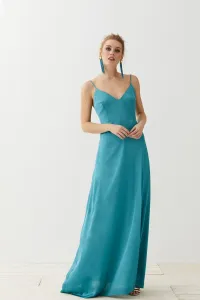 Vestido largo saten verde agua Katherine