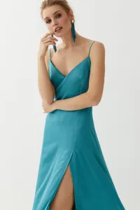 Vestido largo saten verde agua Katherine