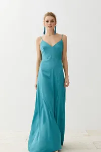 Vestido largo saten verde agua Katherine