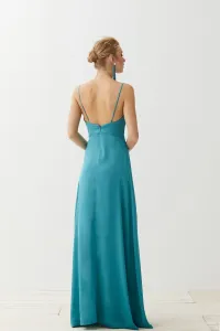 Vestido largo saten verde agua Katherine
