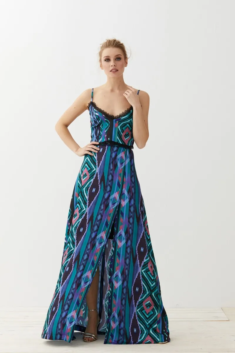 Conjunto falda larga y top étnico Tona