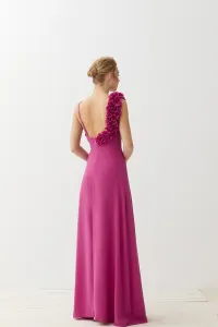 Vestido largo frambuesa flores Odelle