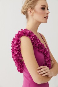Vestido largo frambuesa flores Odelle