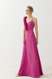 Vestido largo frambuesa flores Odelle