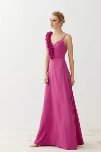 Vestido largo frambuesa flores Odelle