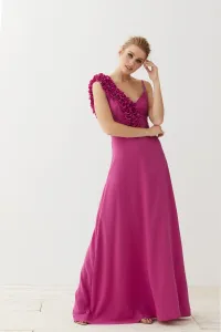 Vestido largo frambuesa flores Odelle