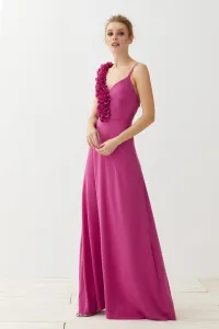 Vestido largo frambuesa flores Odelle