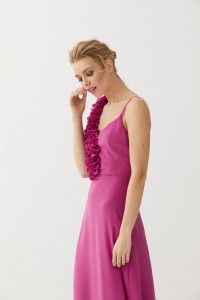 Vestido largo frambuesa flores Odelle
