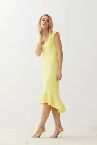 Vestido Corto Escote Corazón Amarillo Sirena