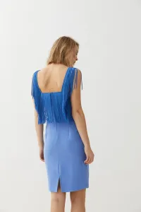 Vestido Corto Azul Flecos Elissa