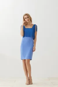 Vestido Corto Azul Flecos Elissa