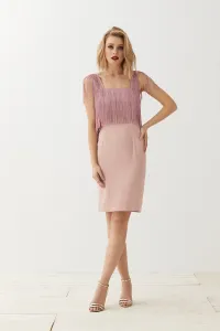 Vestido Corto Rosa Flecos Elissa