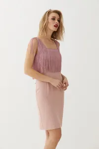 Vestido Corto Rosa Flecos Elissa