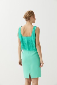Vestido Corto Aguamarina  Flecos Elissa