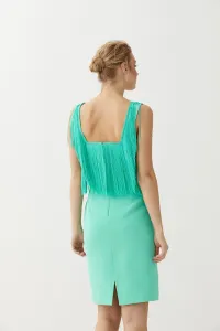 Vestido Corto Aguamarina Flecos Elissa