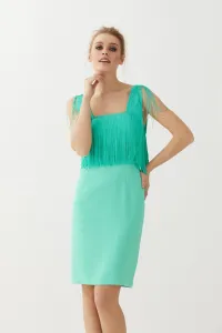 Vestido Corto Aguamarina Flecos Elissa