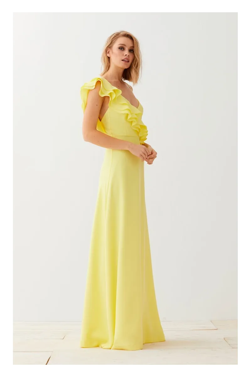 Vestido Largo Amarillo con Volantes Sophie