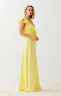 Vestido Largo Amarillo con Volantes Sophie