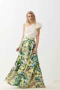 Falda Larga Estampada Verde Hona