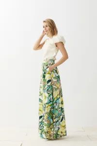 Falda Larga Estampada Verde Hona